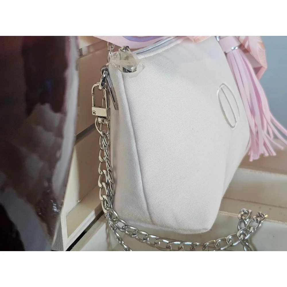 Dior White Crossbody Bag with Pink Scarf Accent - Picture 13 of 15